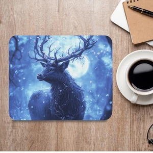 Whimsical Stag Mouse Pad Enchanted Forest Deer Magical Woodland Fantasy Desk - Picture 1 of 5