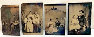 4 Farbfotos antike Bilder viktorianische Ära Erwachsene und Kinder, ~2,5"x3,5" - Bild 1 von 5