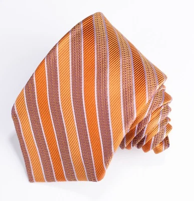 Галстук оранжевый медный в полоску 100% шелк сделано в США Royal Classic 60 дюймов x 3,75 дюйма - Изображение 1 из 4