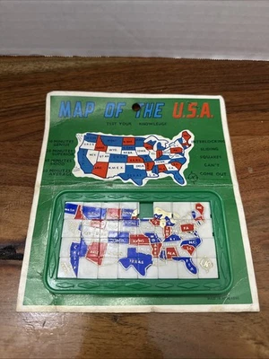Vintage Sliding Plastic Puzzle Map of USA Made In Hong Kong - Image 1 of 4