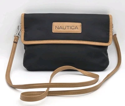 Nautica Crossbody Clutch Purse Black & Tan RFID Travel Bag - Image 1 of 4