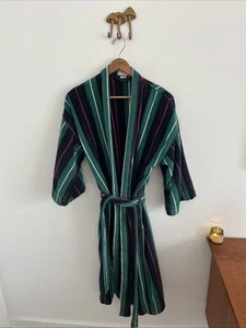 Vintage Christian Dior Monsieur Striped Terry Cloth Bathrobe 90s Y2K - Picture 1 of 11