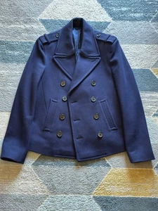 Neil Barrett Men’s Blue Wool Short Peacoat Size 48/Med EUC - Picture 1 of 6