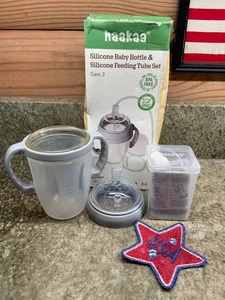 Juego de tubo de alimentación de silicona con mango de biberón Haakaa Gen.3, gris, 8 oz - Imagen 1 de 2