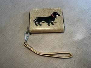 Marc Tetro Gold Glitter Dachshund Small Wallet - Picture 1 of 3