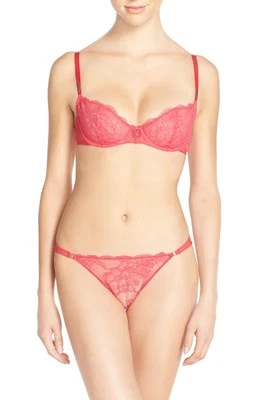 Wacoal Europe MARQUISE LACE Framboise Pink UW Balcony Bra 34C & Tanga M  - Image 1 of 4