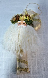 Bearded Golden Santa on Candy Cane Ornament 8.5" - Picture 1 of 10