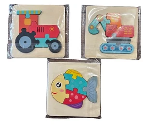 Steckpuzzle Holzpuzzle Fisch - Traktor - Auto Neu - Bild 1 von 4