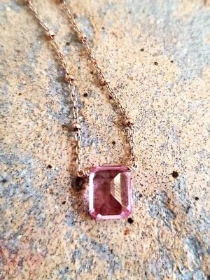 Worn 1x! Gently Pre-owned Beautiful Genuine Pink Topaz Rose Gold Filled Necklace - Image 1 of 4