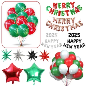 CHRISTMAS Red Green White Latex Balloons Helium Xmas New Year Party Home Decor - Picture 1 of 18