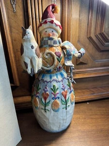 NIB Jim Shore Christmas Snowman w/ Cat 2003 Collector Heartwood Winters Friend - Picture 1 of 9