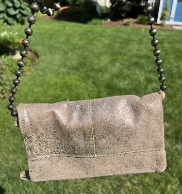 Bandolera Free People Dueto Beige/Dorado Cuero de Cabra Convertible Cadena de Bola Foto 1 de 4