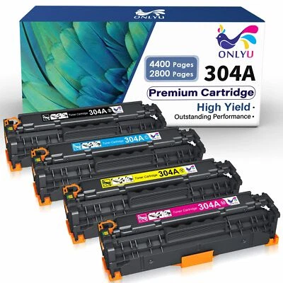 4PK For HP CC530A -CC533A 304A Color Toner Cartridge LaserJet CP2025dn CM2320mfp - Image 1 of 4