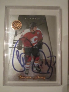1991 THEOREN FLEURY #42 PINNACLE NHL HOCKEY CARD AUTOGRAPHED - BBA-21 - Picture 1 of 2