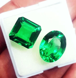 Green Garnet Loose Gemstone 8 to 10 Ct Certified Pair With Free Gift - Picture 1 of 8