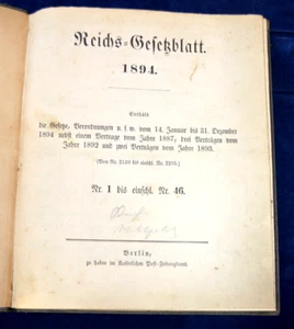 Reichsgesetzblatt 1894 - Nr. 1 bis einschl. Nr. 46 - Berlin - Bild 1 von 10