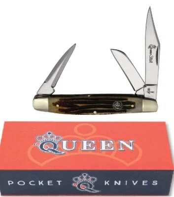 Cuchillo de bolsillo Queen Stockman Winterbottom mango de hueso con caja de exhibición QN37WB Foto 1 de 3