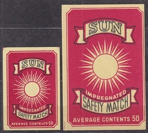 POLAND 1956 Matchbox Label Export - Cat.E#024ar.A+B SUN Impregnated SAFETY MATCH - Picture 1 of 1