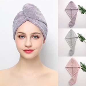Strong Absorbent Head Scarf Shower Cap Bamboo Fibre Dry Hair Cap Rapid Dry Towel - Picture 1 of 12