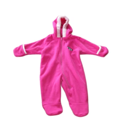 Traje de nieve Okie Dokie polar con capucha cremallera completa puños niñas talla 3-6M corazones rosas Foto 1 de 4