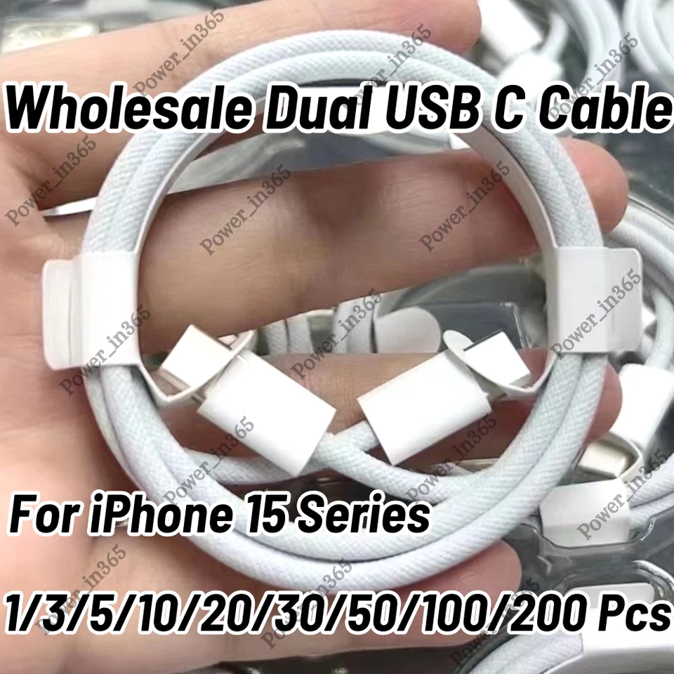 USB-C to USB-C Fast Cable Charger Type C Cord For iPhone 15/15Pro/15Max Bulk Lot - Image 1 of 4