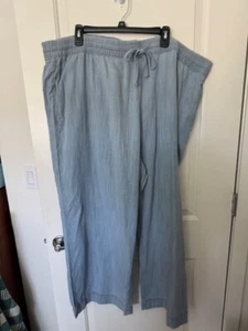 Sonoma Linen Blend Pants 3X NWT High Rise Straight Leg Blue - Picture 1 of 4