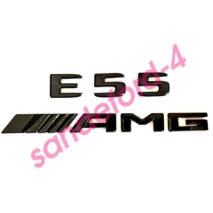 2018 Mercedes-Benz Glossy Black E55 AMG Badge Trunk Emblem Logo Sticker New SET - Picture 1 of 6
