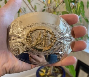 Barrel Racing Horse Rodeo Hand Graved Award Design Medals Belt Buckle Oklahoma - Picture 1 of 2