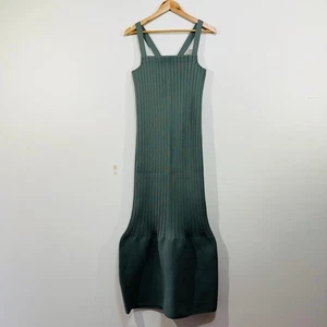 Elka Collective Ribbed Maxi Dress Dark Green Strappy Knit Mermaid Maxi - Picture 1 of 20