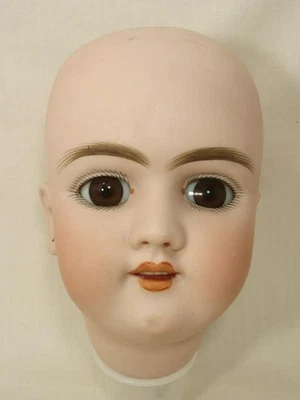 Настоящая антикварная головка гнезда для куклы из неглазурованного фарфора 109 H Heinrick Hanwerck с проколотыми ушами 6 дюймов - Изображение 1 из 4