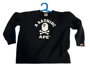 BAPE Kids A Bathing Ape Yellow Crewneck Sweatshirt Size 130 Black White - Picture 1 of 9
