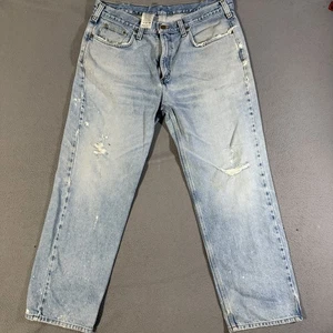 Jeans Carhartt Uomo 38x30 Blu 100% Cotone Relaxed Fit Med Lavaggio Zip Anticato - Foto 1 di 7