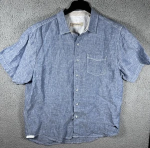 Tommy Bahama Hemd Herren Large Blau 100% Leinen Chambray Knopfleiste - Bild 1 von 9
