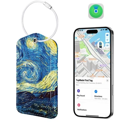 TopMade Smart Luggage Tag with Find My, Premium Leather Luggage Tags for Suit... - Image 1 of 4