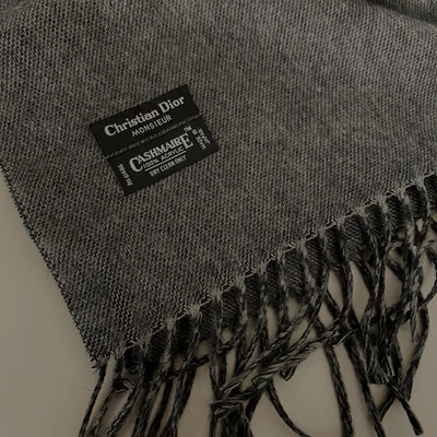 Christian Dior Monsieur Acrílico Cashmaire Gris Oscuro Bufanda con Flecos 52 x 11" Foto 1 de 4