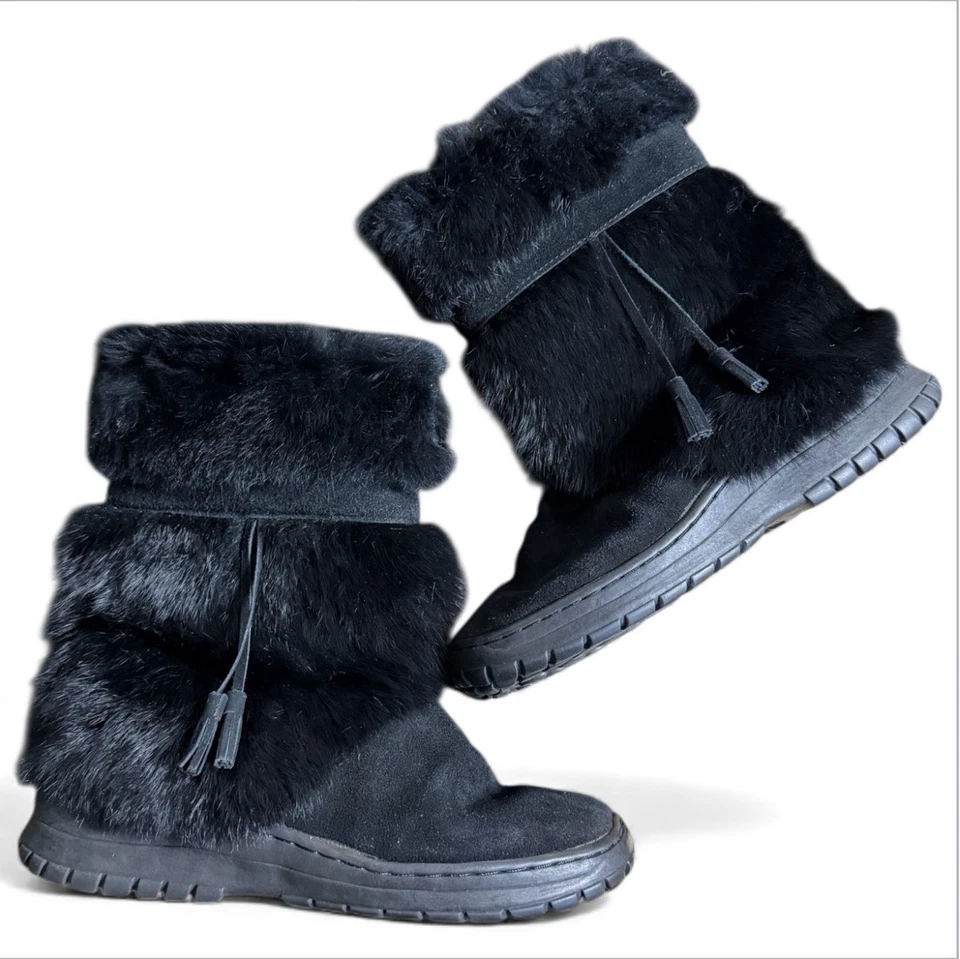 BearPaw Botas de Invierno Mujer Talla 9 Piel de Oveja Gamuza Piel de Conejo Pull On Mezcla de Lana Foto 1 de 4