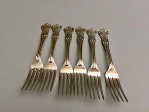 ( 6 ) REED & BARTON USN-ANCHOR LUNCHEON FORKS KINGS PATTERN - Picture 1 of 8