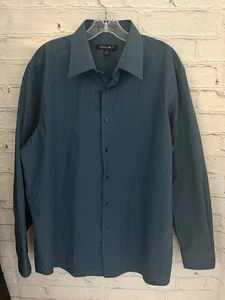 Axist Blue-ish Green-ish Color Pinstripe Button Front Shirt Men's 16.5 34/35 - Picture 1 of 8