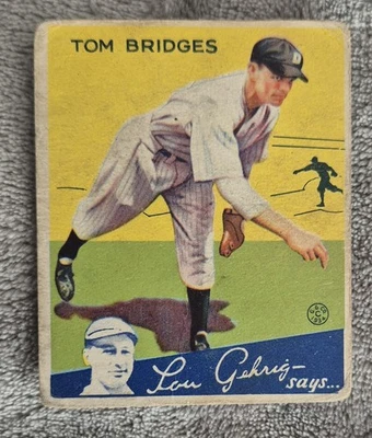 1934 Goudey Big League Chewing Gum R320 Tommy Bridges Tom Bridges #44 - Image 1 of 3