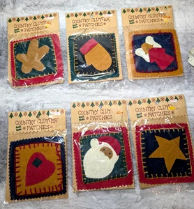 Lot of 6 Country Clutter Handmade Quilted Patches 3.75" x 3.75" Christmas Heart - Picture 1 of 11