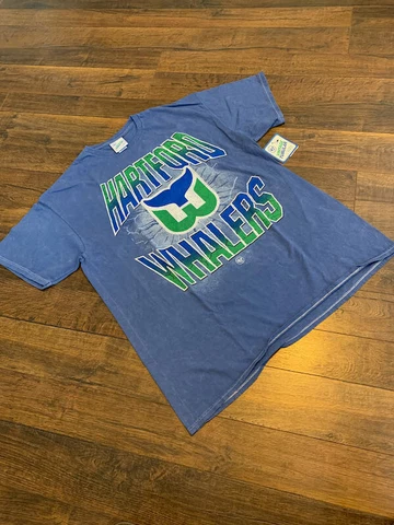NHL HARTFORD WHALERS MEN'S VINTAGE TUBULAR t-shirt, blue, MEDIUM, New, '47 Cover
