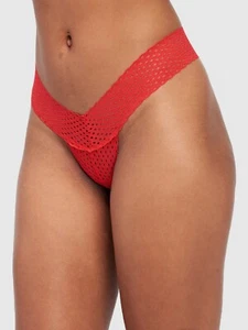 NWT Frederick's Of Hollywood Abby Rose Mesh SZ Large Thong Panty Red - Picture 1 of 2