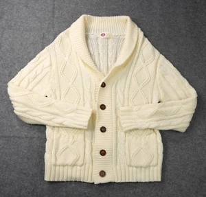 Vintage Cable Knit Cardigan Sweater Large Medium 70s Sears Kings Road Fisherman - Picture 1 of 12