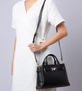 Michael Kors Reed Small Two-Tone Pebbled Leather Belted Satchel - Picture 1 of 4