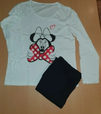 Minnie Mouse Schlafanzug, Schwarz - weiß, Größe XL (46/48)  "Neu mit Etikett" - Bild 1 von 4