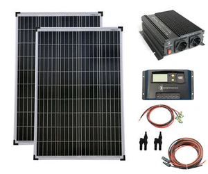 Solar Set 12V 200 Watt POLY Solarpanel Wechselrichter Solaranlage 20A PV 0% MwSt - Bild 1 von 8