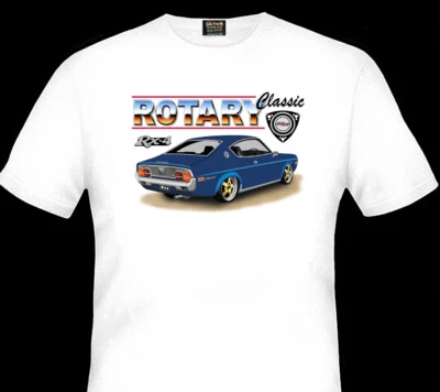MAZDA  RX4   COUPE  ROTARY  QUALITY  WHITE TSHIRT (9 CAR COLOURS )  BIG  FIT   - image 1 of 4