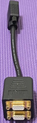 Cable adaptador divisor macho/2 hembra para monitor VGA HD15 8 pulgadas chapado en oro Foto 1 de 4