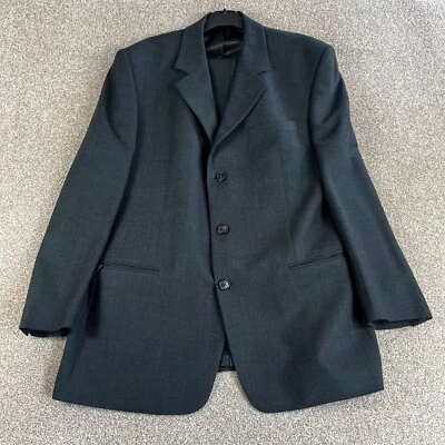 Traje Pierre Balmain Hombre 42M Azul Negro Dos Piezas Pantalones 36x32 Lana Diseñador Foto 1 de 4