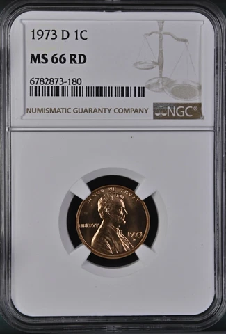 1973-D 1C RD Lincoln Memorial One Cent  NGC MS66RD      3968873-180 Cover
